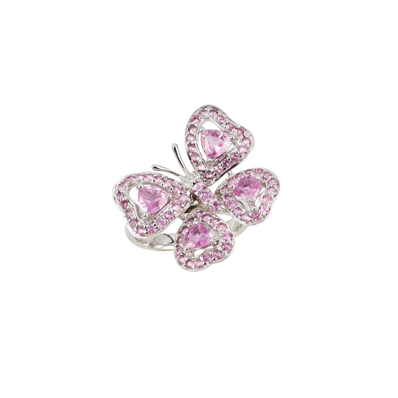Pink Sapphire Butterfly Diamond Ring