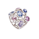 Fancy sapphire Cobweb ring in white gold