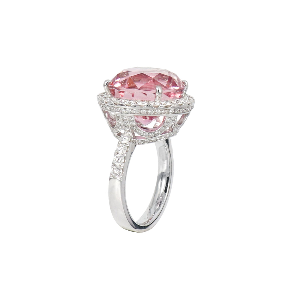 Brilliant cut Pink Tourmaline Diamond Ring