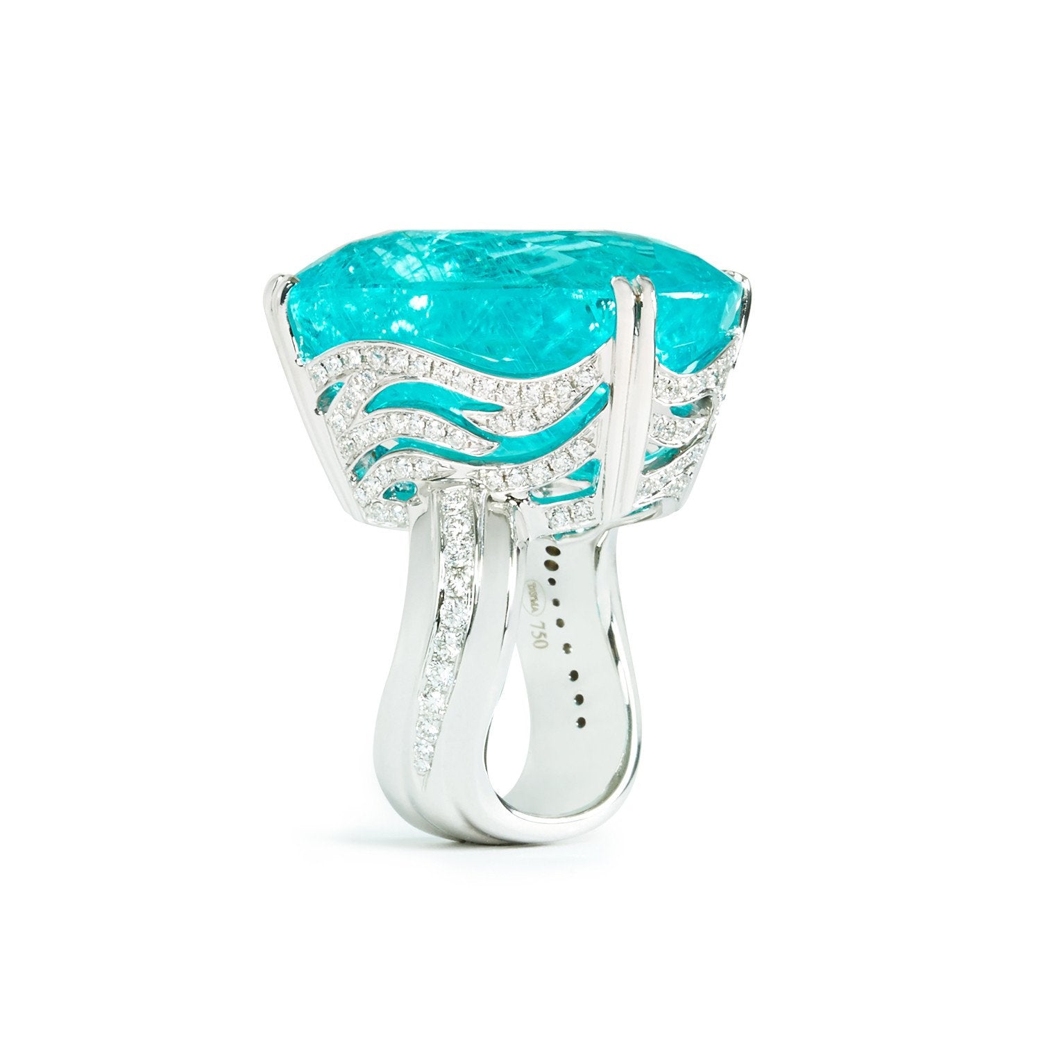 Blue Maine Tourmaline & Diamond Ring - Royal Star Jewellery