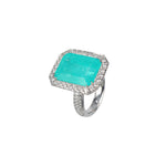 Neon Blue 17.71 ct Paraiba Tourmaline and Diamond Ring