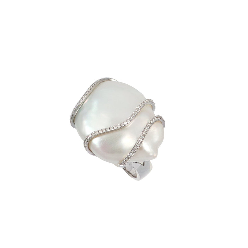 Baroque Freshwater Pearl and Diamond Cloud ring