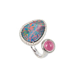 Opal and Pink Tourmaline Diamond Duette Ring