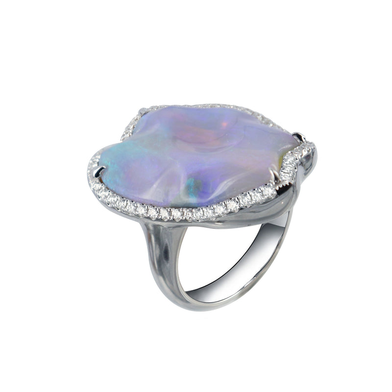 Lightning Ridge Opal and diamond ring