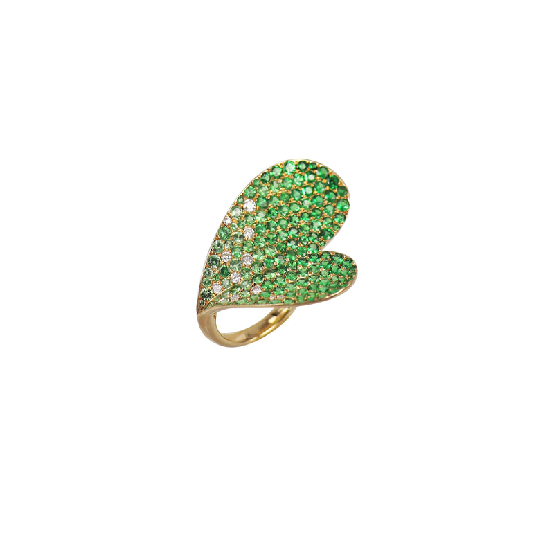 Green Garnet Love Heart ring