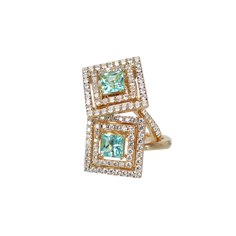 Art Deco Paraiba Diamond Ring - diamond shape