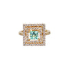 Art Deco Paraiba Diamond Ring - square shape