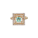 Art Deco Paraiba Diamond Ring - square shape