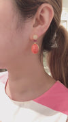Opal, Pink tourmaline and Coral earrings