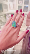 Floating Islands Collection - Bush Fire Opal, Pink Sapphire and Diamond Duette Ring