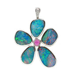 Floating Islands Collection - Opal and Rubellite Diamond White Gold Pendant