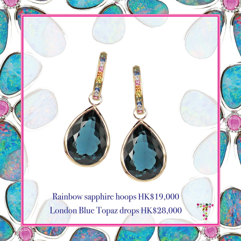 Rainbow Sapphires Earring Hoops