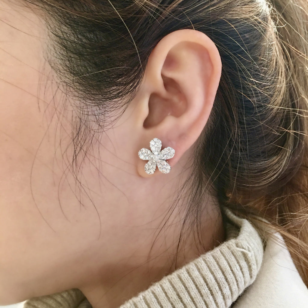 Daisy Flower Diamond Earring Studs